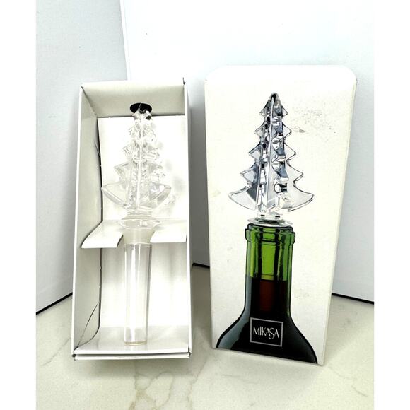 Mikasa Clear Australian Crystal Christmas Tree Bottle Stopper Christmas Spirit - Picture 4 of 5